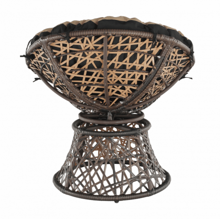 Fotoliu rotativ cu perna de gradina sau terasa, maro/negru/bej ,cadru otel-ratan sintetic [7]