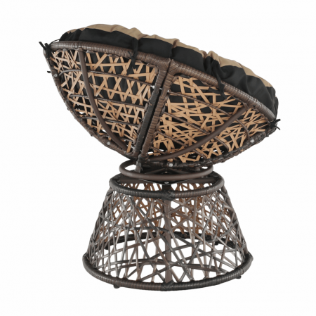 Fotoliu rotativ cu perna de gradina sau terasa, maro/negru/bej ,cadru otel-ratan sintetic [8]