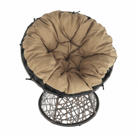Fotoliu rotativ cu perna de gradina sau terasa, maro/negru/bej ,cadru otel-ratan sintetic [2]