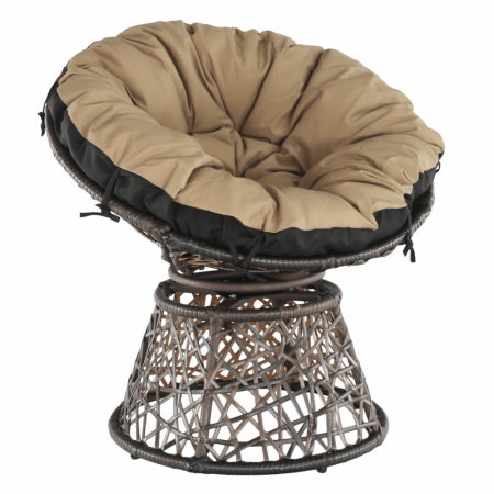 Fotoliu rotativ cu perna de gradina sau terasa, maro/negru/bej ,cadru otel-ratan sintetic [13]