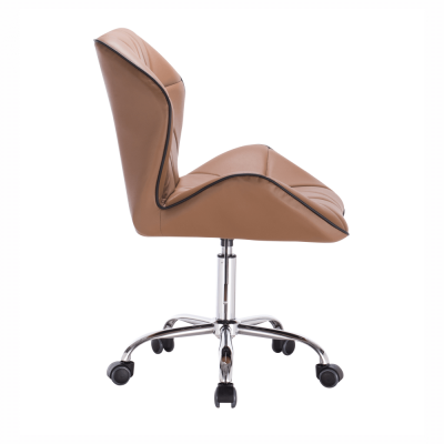Fotoliu birou, baza metal cromat ,reglabil, pe rotile ,piele eco maro-camel,Bortis [2]
