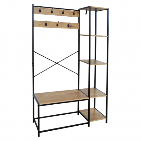 Mobilier Hol/Cuiere - Umeraş, negru/stejar, BERDY