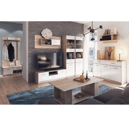 Vitrină 1D1W1S, alb/stejar sonoma, TEYO [2]