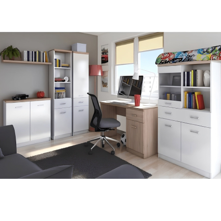 Vitrină 1D1W1S, alb/stejar sonoma, universal, TOPTY TYP 03 [3]