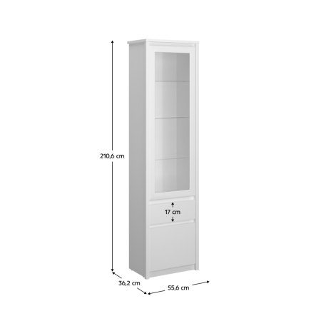 Vitrină 1D1W1S, albă, ERODIN [1]