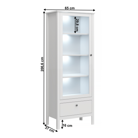 Vitrină 1W1S, alb, OLJE [1]