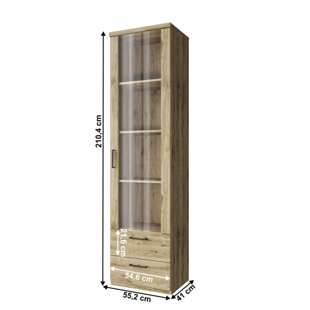 Vitrină 1W2S, stejar navarra, DORSI [1]