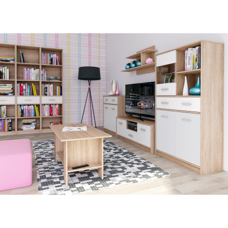 Vitrină 2D1W1S/80, alb/stejar sonoma, TEYO [2]