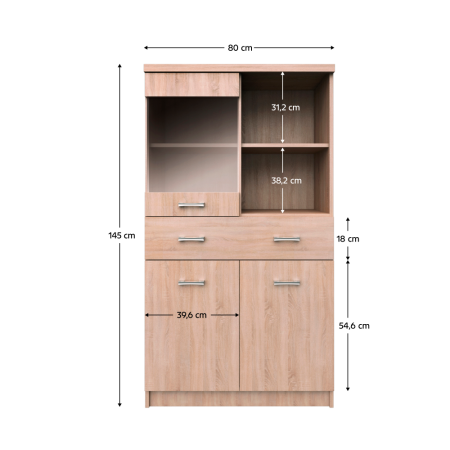 Vitrină 2D1W1S/80 , stejar Sonoma, TOPTY TIP 34 [2]