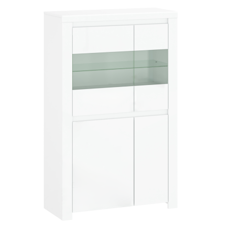 Bucatarie - Vitrină 2D2W, alb lucios, LINDY