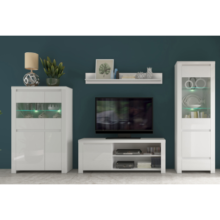 Vitrină 2D2W, alb lucios, LINDY [5]