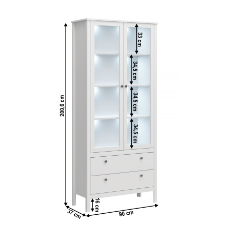 Vitrină 2W2S, alb, OLJE [4]