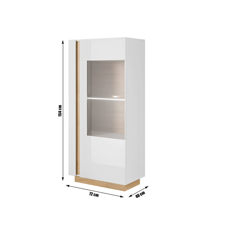 Vitrină 72, alb/stejar grandson/alb lucios, CITY [1]