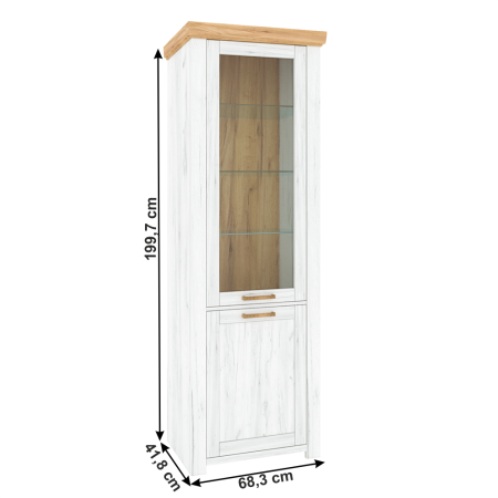 Vitrină A, stejar craft auriu / stejar craft alb, SUDBURY [3]