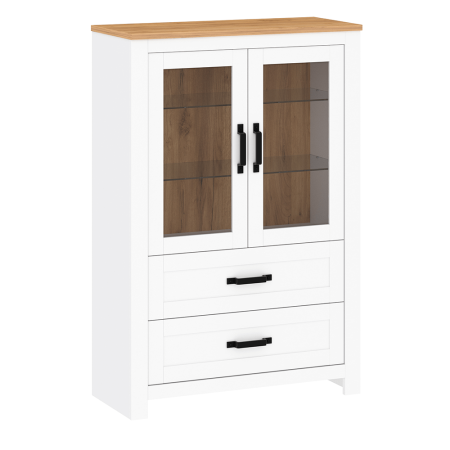 Bucatarie - Vitrină, alb alba / stejar craft auriu, LANZETTE K
