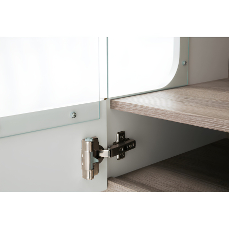 Vitrină, albă extra luciu ridicat HG/stejar sonoma închis, model stânga, LYNATET TYP 01 [5]