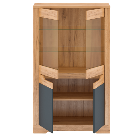 Vitrina C, stejar craft auriu / grafit gri, FIDEL [2]