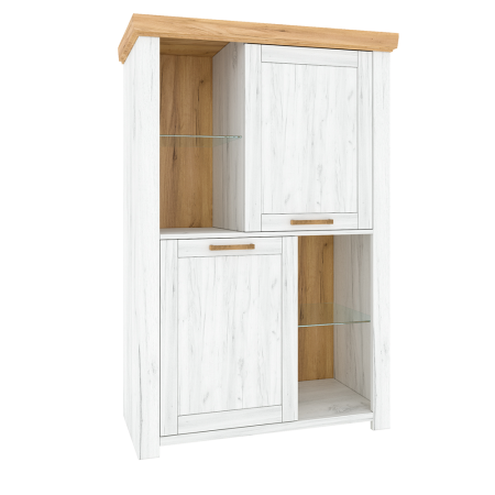 Bucatarie - Vitrină C, stejar craft auriu / stejar craft alb, SUDBURY