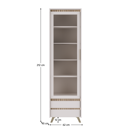 Vitrină, caşmir/stejar sonoma, LONGY REG1W2S [1]