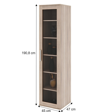 Vitrină cu rafturi, pal melaminat, stejar sonoma, DUNAJ Tip4 [4]