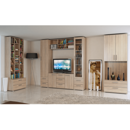 Vitrină cu rafturi, pal melaminat, stejar sonoma, DUNAJ Tip4 [1]