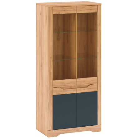 Bucatarie - Vitrină H, stejar craft auriu / gri grafit, FIDEL