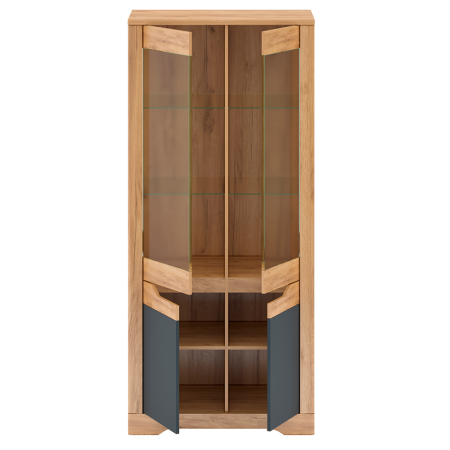 Vitrină H, stejar craft auriu / gri grafit, FIDEL [2]