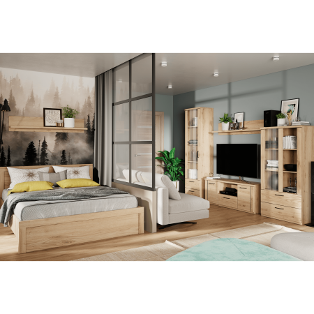 Vitrină joasă 1W2S, stejar navarra, DORSI [2]