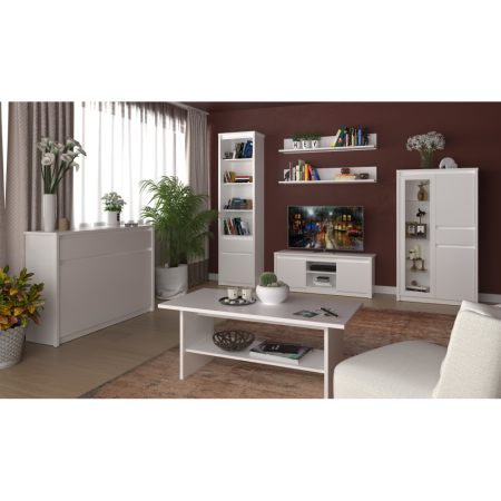 Vitrină joasă 2D1W1S, albă, ERODIN [4]