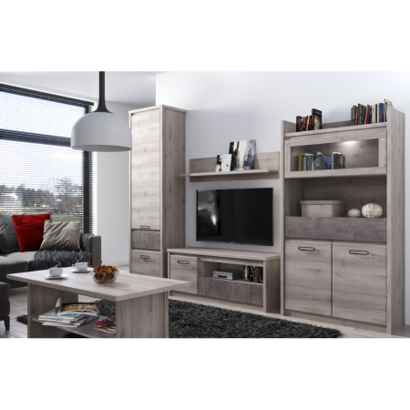 Vitrină joasă 2D1W1S, castan Nairobi / onix, JESI NEW [7]