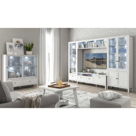 Vitrină joasă 2W2S, alb, OLJE [2]