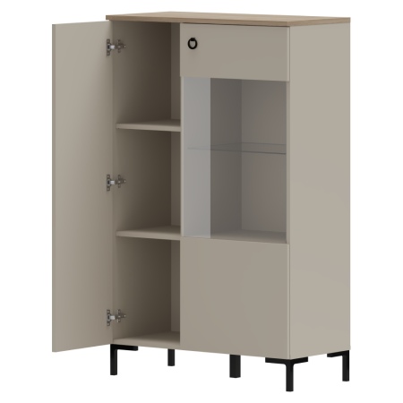 Vitrină joasă, gri-maroniu Taupe/stejar silverjack, DOMCA 1D1W/140 [2]