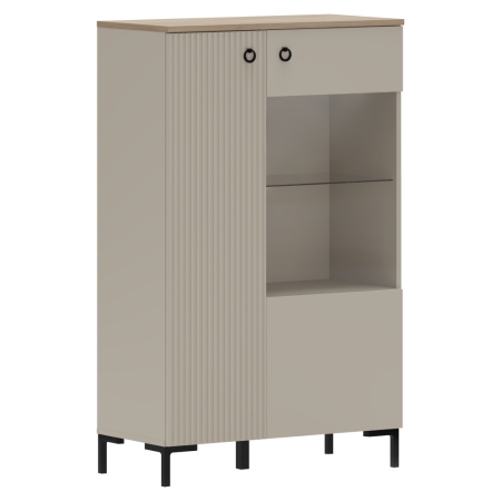 Toate Produsele - Vitrină joasă, gri-maroniu Taupe/stejar silverjack, DOMCA 1D1W/140