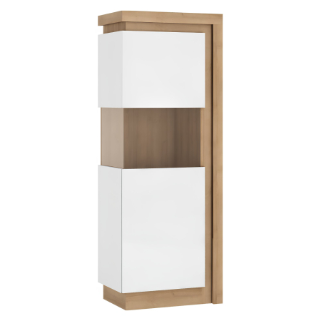 Bucatarie - Vitrină LYOV01L, stejar riviera/alb cu luciu extra ridicat, LEONARDO