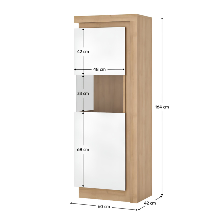 Vitrină LYOV01L, stejar riviera/alb cu luciu extra ridicat, LEONARDO [2]