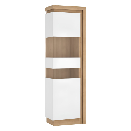 Bucatarie - Vitrină LYOV03L, stejar riviera/alb cu luciu extra ridicat, LEONARDO