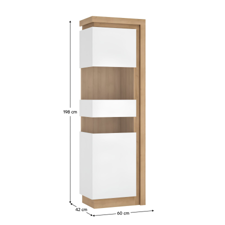 Vitrină LYOV03L, stejar riviera/alb cu luciu extra ridicat, LEONARDO [3]