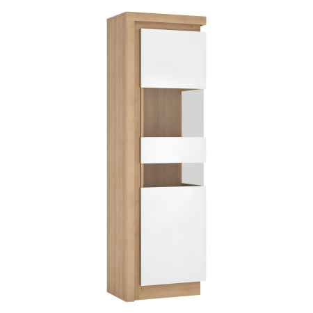 Vitrină LYOV03P, stejar riviera/alb cu luciu extra ridicat, LEONARDO [2]