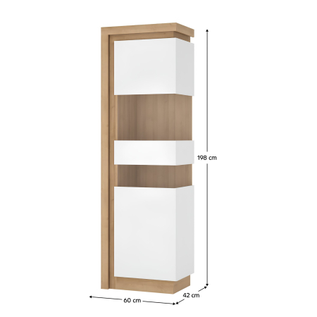 Vitrină LYOV03P, stejar riviera/alb cu luciu extra ridicat, LEONARDO [3]