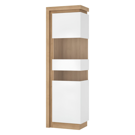 Bucatarie - Vitrină LYOV03P, stejar riviera/alb cu luciu extra ridicat, LEONARDO
