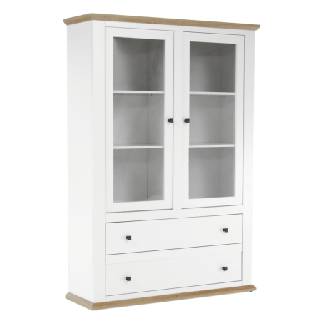 Bucatarie - Vitrină MZ5, alb / stejar grand, LEON