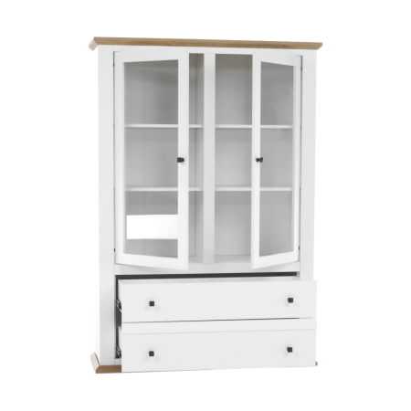 Vitrină MZ5, alb / stejar grand, LEON [8]