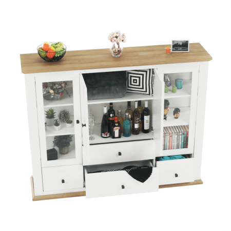 Vitrină MZ6, alb / stejar grand, LEON [6]