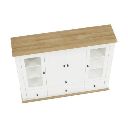 Vitrină MZ6, alb / stejar grand, LEON [7]