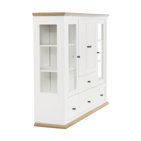 Vitrină MZ6, alb / stejar grand, LEON [19]