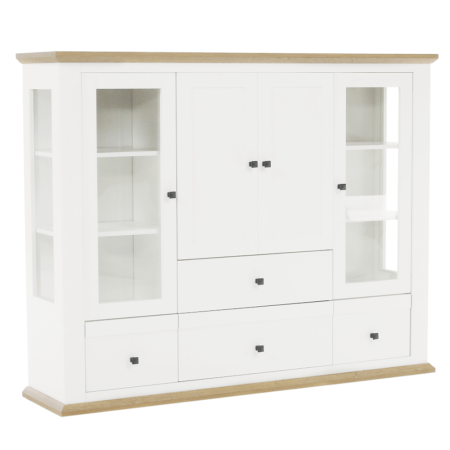 Bucatarie - Vitrină MZ6, alb / stejar grand, LEON