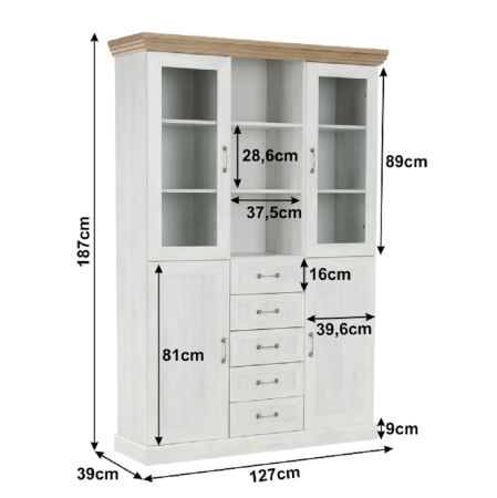 Vitrină, pin nordic/stejar sălbatic, ROYAL W2D [21]