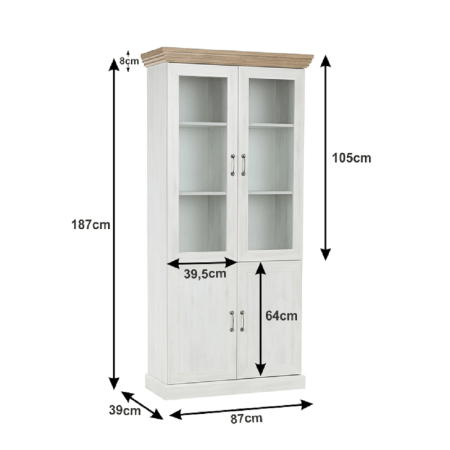 Vitrină, pin nordic/stejar sălbatic, ROYAL W4D [12]