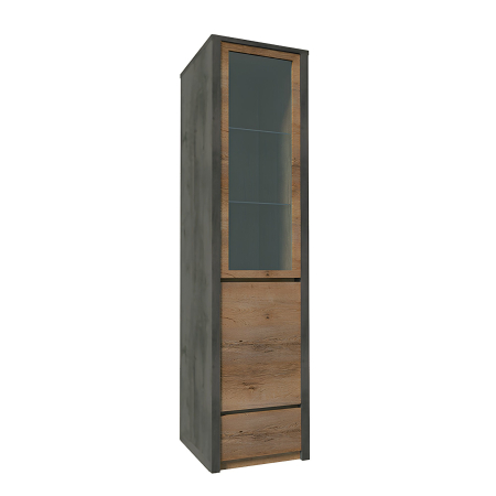 Bucatarie - Vitrină, stejar lefkas închis/gri, MONTANA W1D