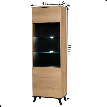 Vitrină, stejar lefkas/negru, SIRAN TYP 2 [2]